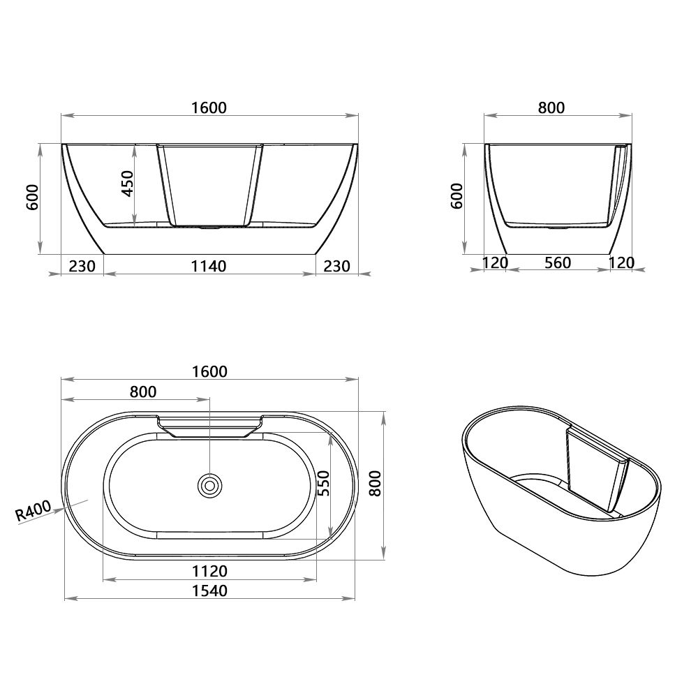 KT-8021 Freestanding Massage Bathtub