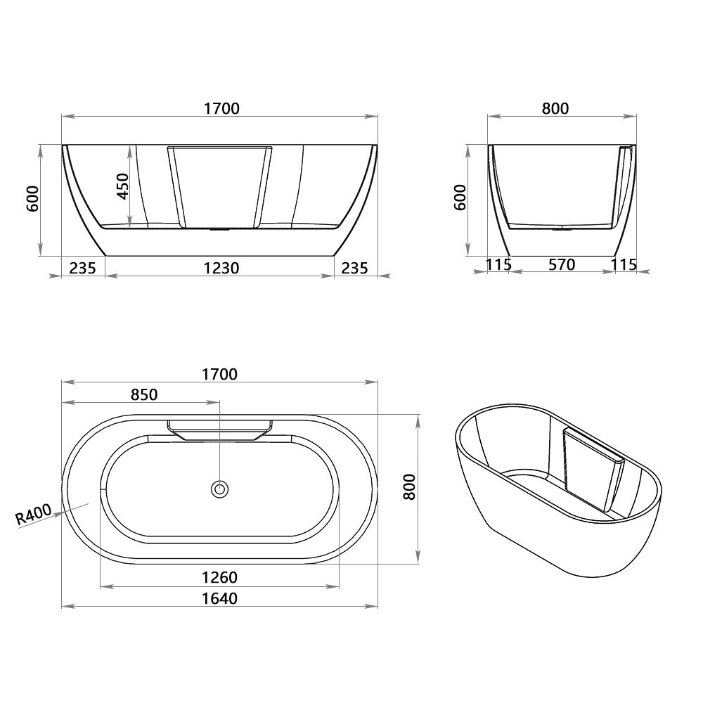 KT-8021 Freestanding Massage Bathtub
