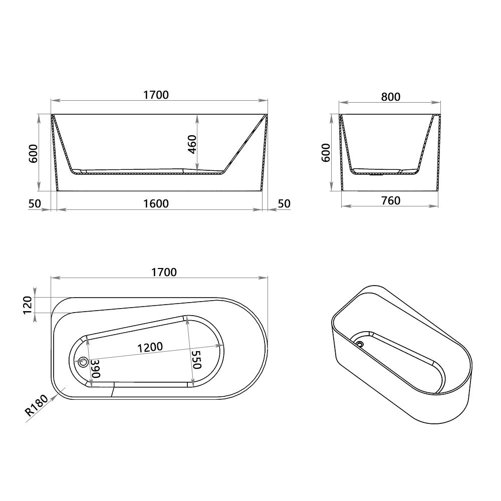 KT-8063 Freestanding Massage Bathtub