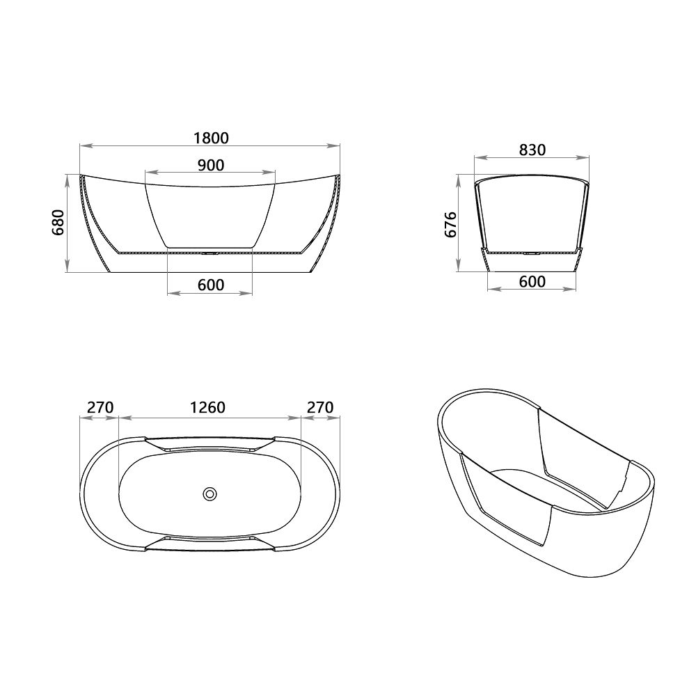 KT-8172 Freestanding Massage Bathtub