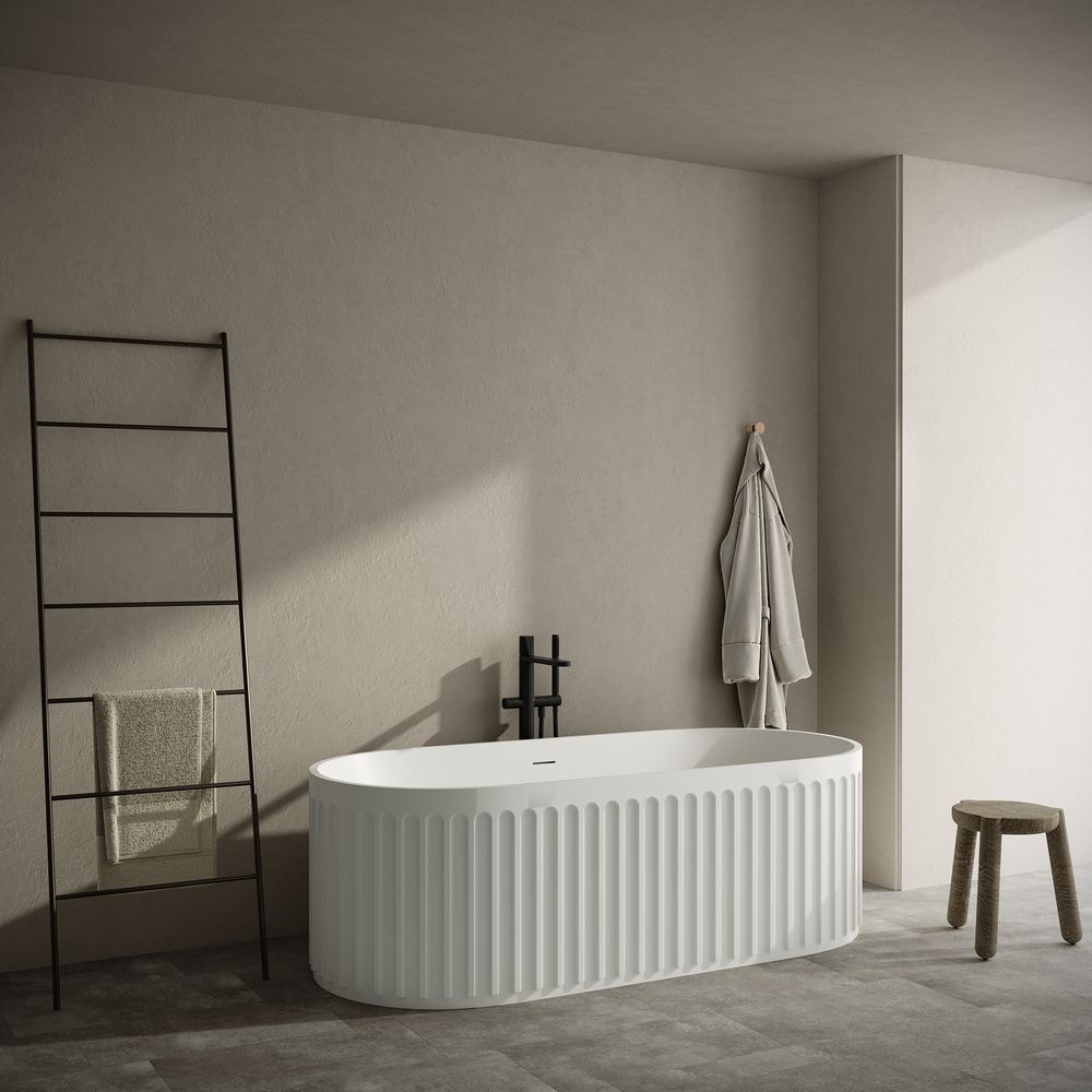 KT - 8212 Embossed Freestanding Solid Surface Bathtub