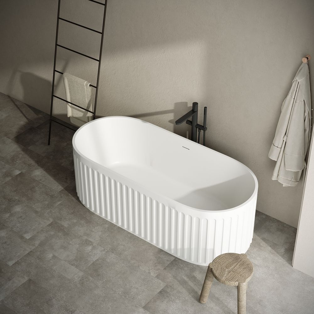 KT - 8212 Embossed Freestanding Solid Surface Bathtub