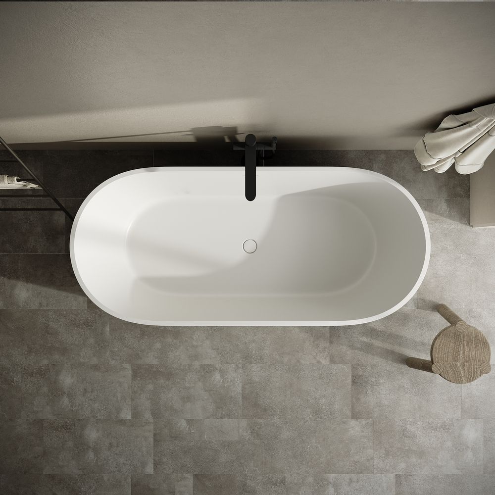 KT - 8212 Embossed Freestanding Solid Surface Bathtub