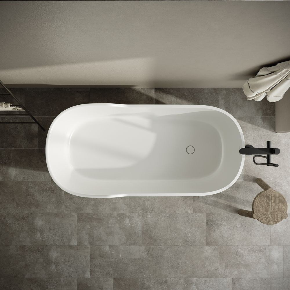 KT - 8214 Streamlined Freestanding Solid Surface Bathtub