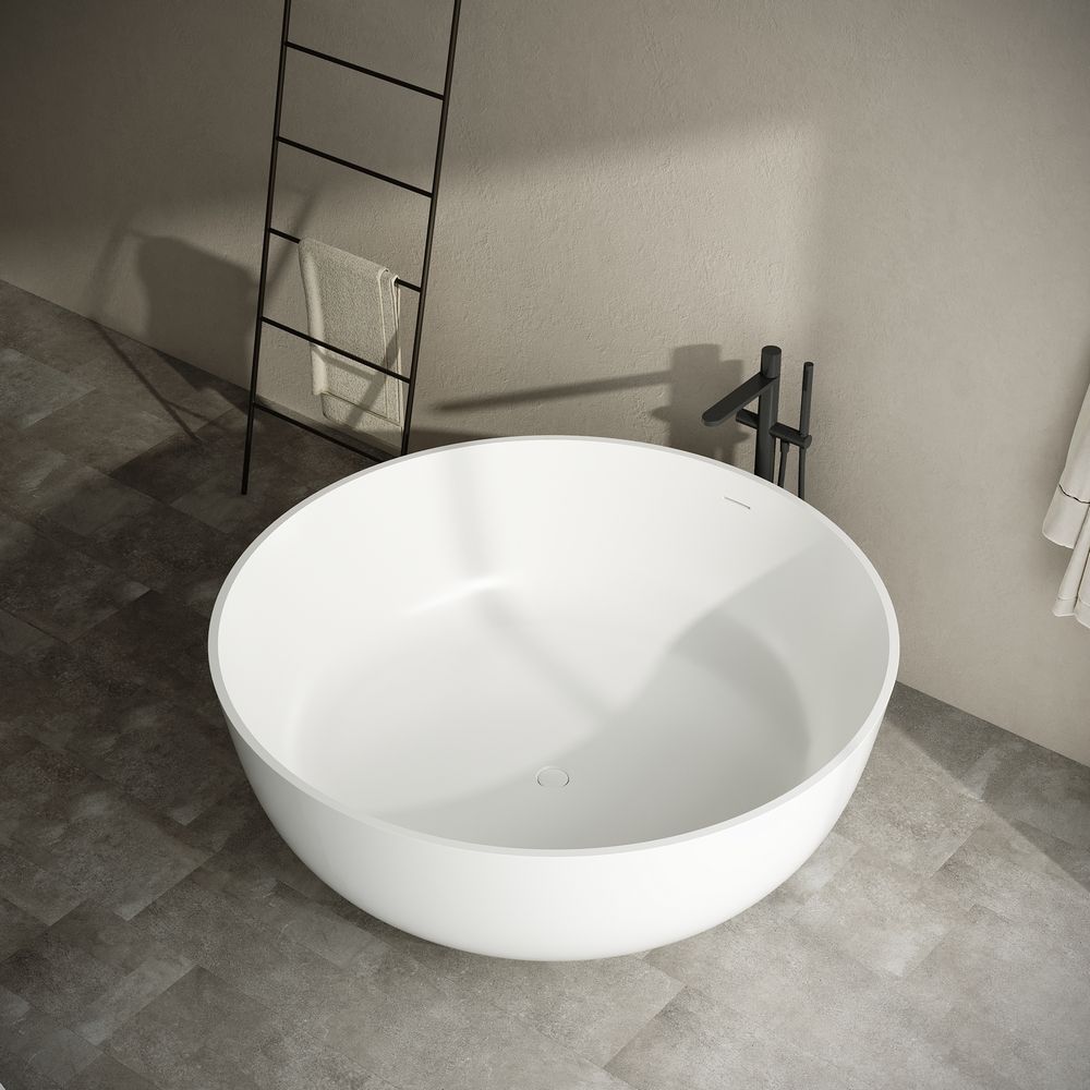 KT-8222 Light Luxury & Minimalist Style Solid Surface Round Freestanding Bathtub