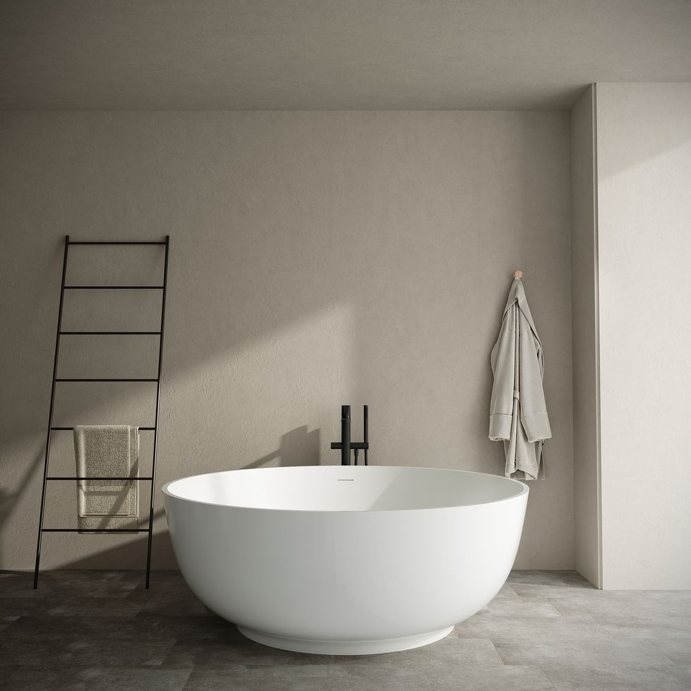 KT-8222 Light Luxury & Minimalist Style Solid Surface Round Freestanding Bathtub