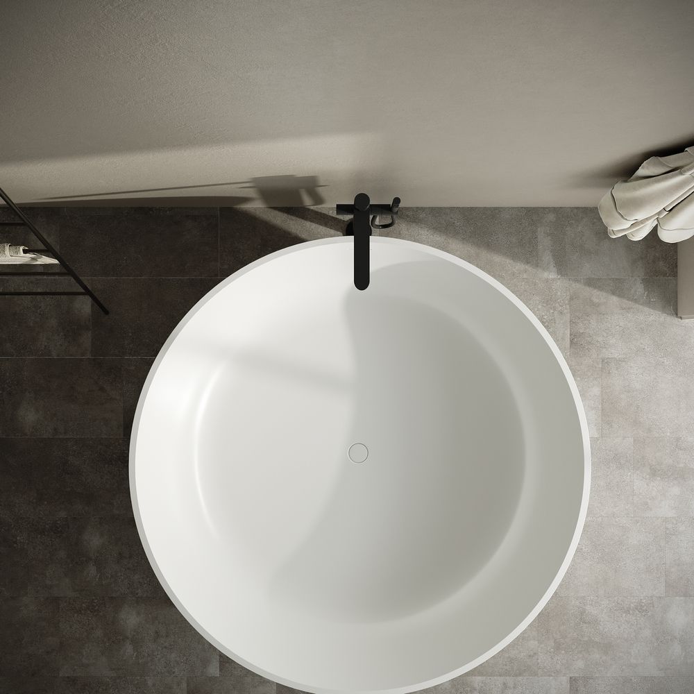 KT-8222 Light Luxury & Minimalist Style Solid Surface Round Freestanding Bathtub