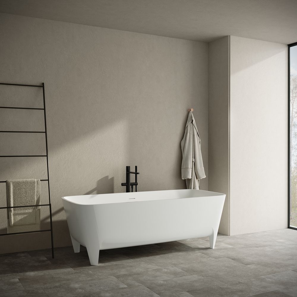 KT-8223 Modern Minimalist Style Solid Surface Freestanding Bathtub with Legs