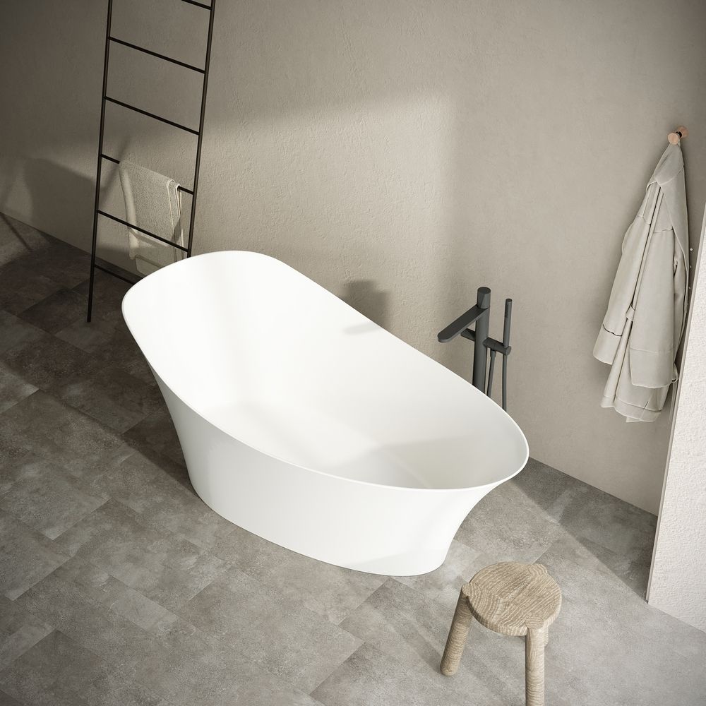 KT-8403 Modern Luxury Streamlined Freestanding Solid Surface Bathtub