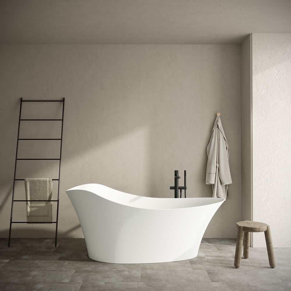 KT-8403 Modern Luxury Streamlined Freestanding Solid Surface Bathtub