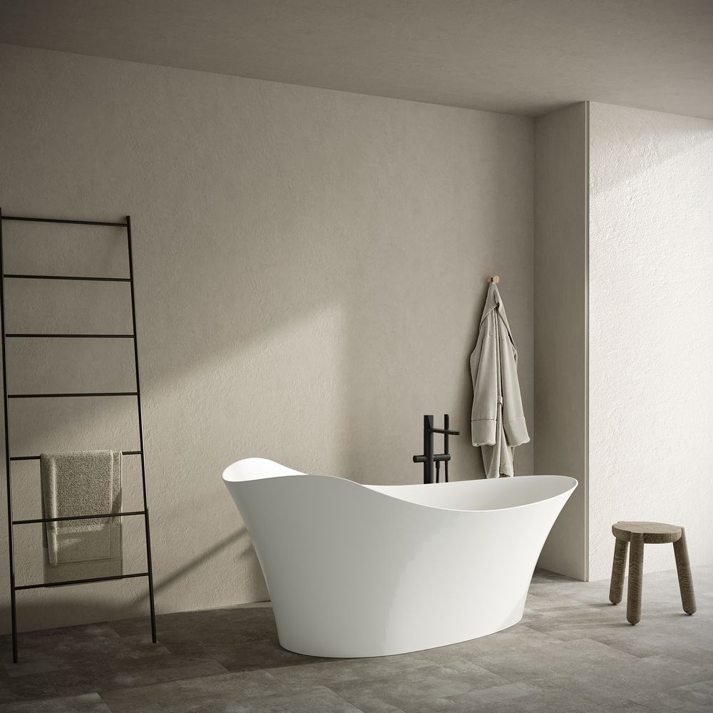 KT-8403 Modern Luxury Streamlined Freestanding Solid Surface Bathtub