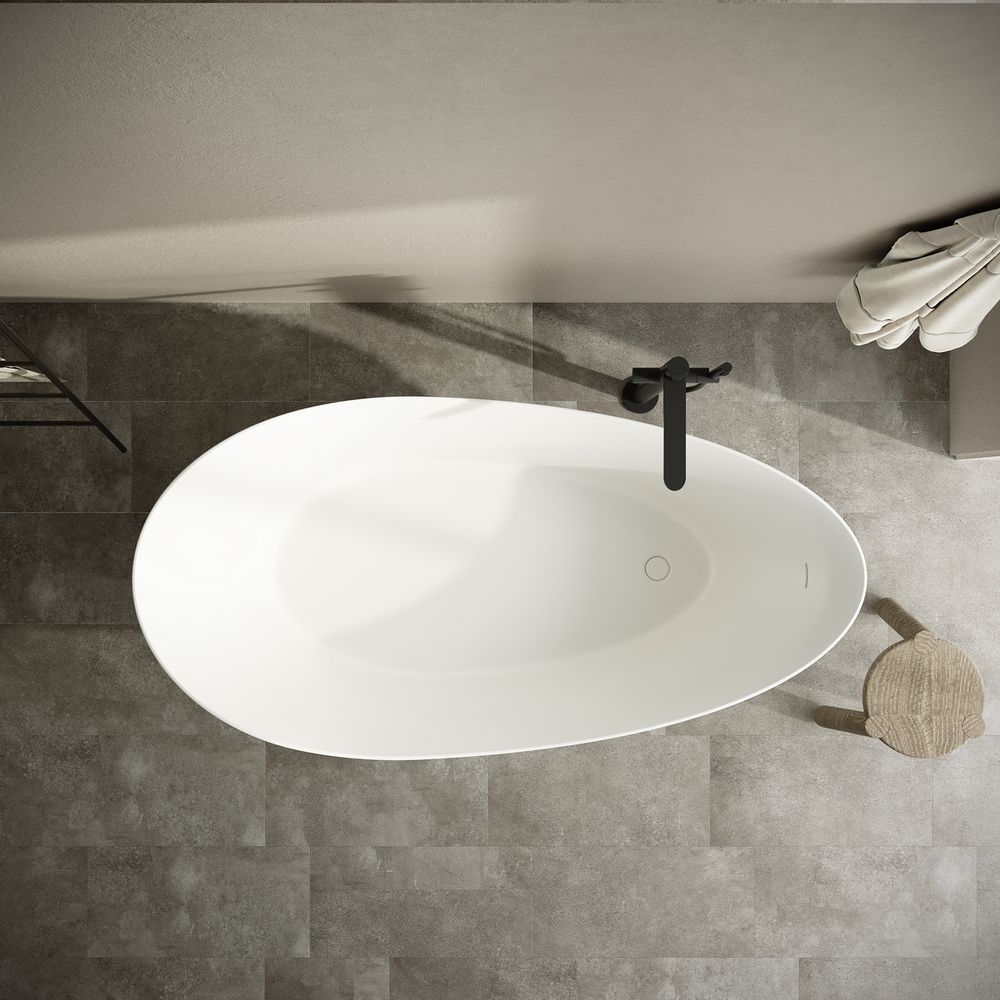 KT-8403 Modern Luxury Streamlined Freestanding Solid Surface Bathtub