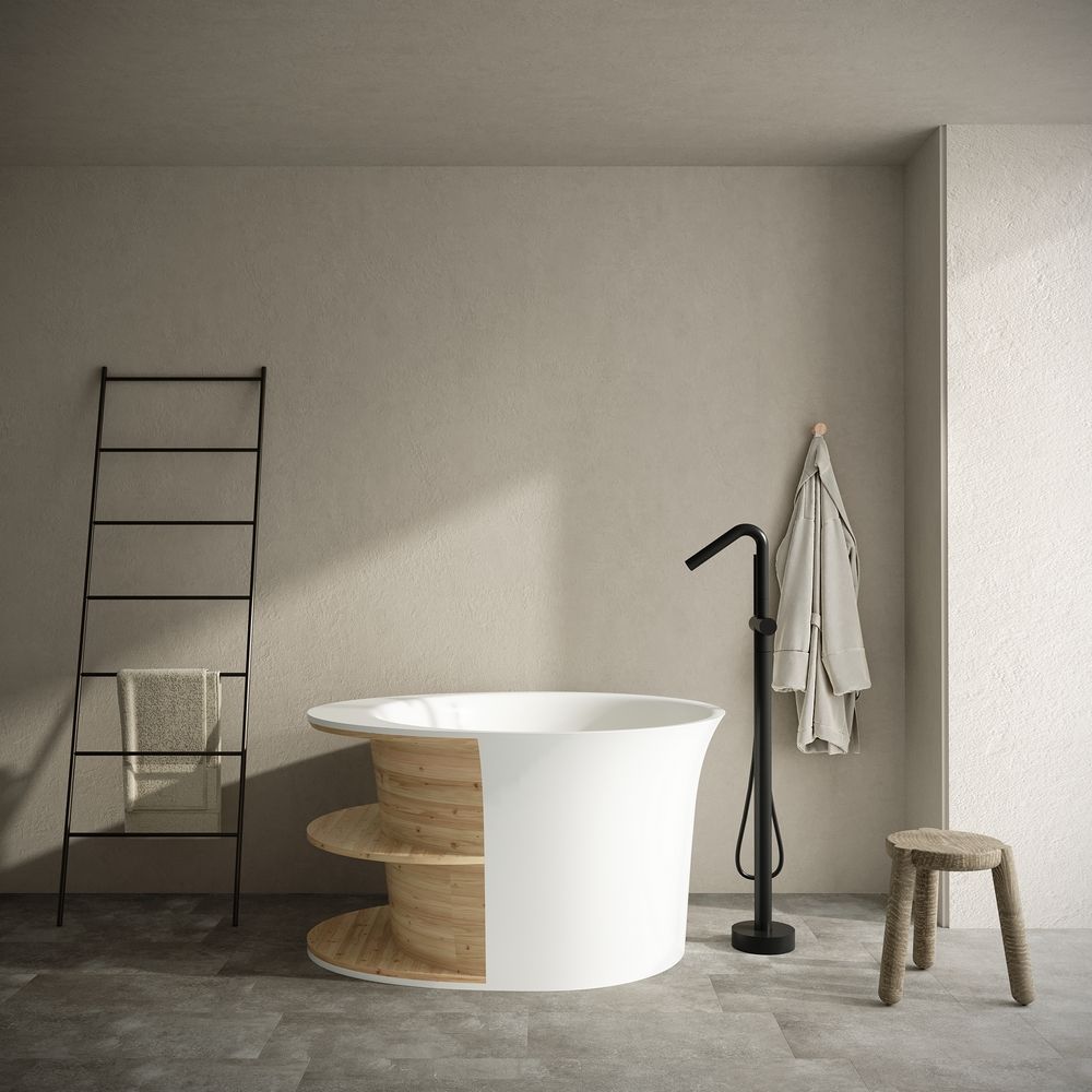 KT - 8407 Wood-Inlay Solid Surface Bathtub