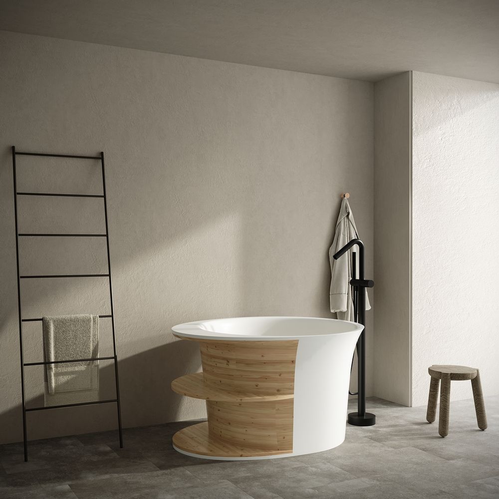 KT - 8407 Wood-Inlay Solid Surface Bathtub