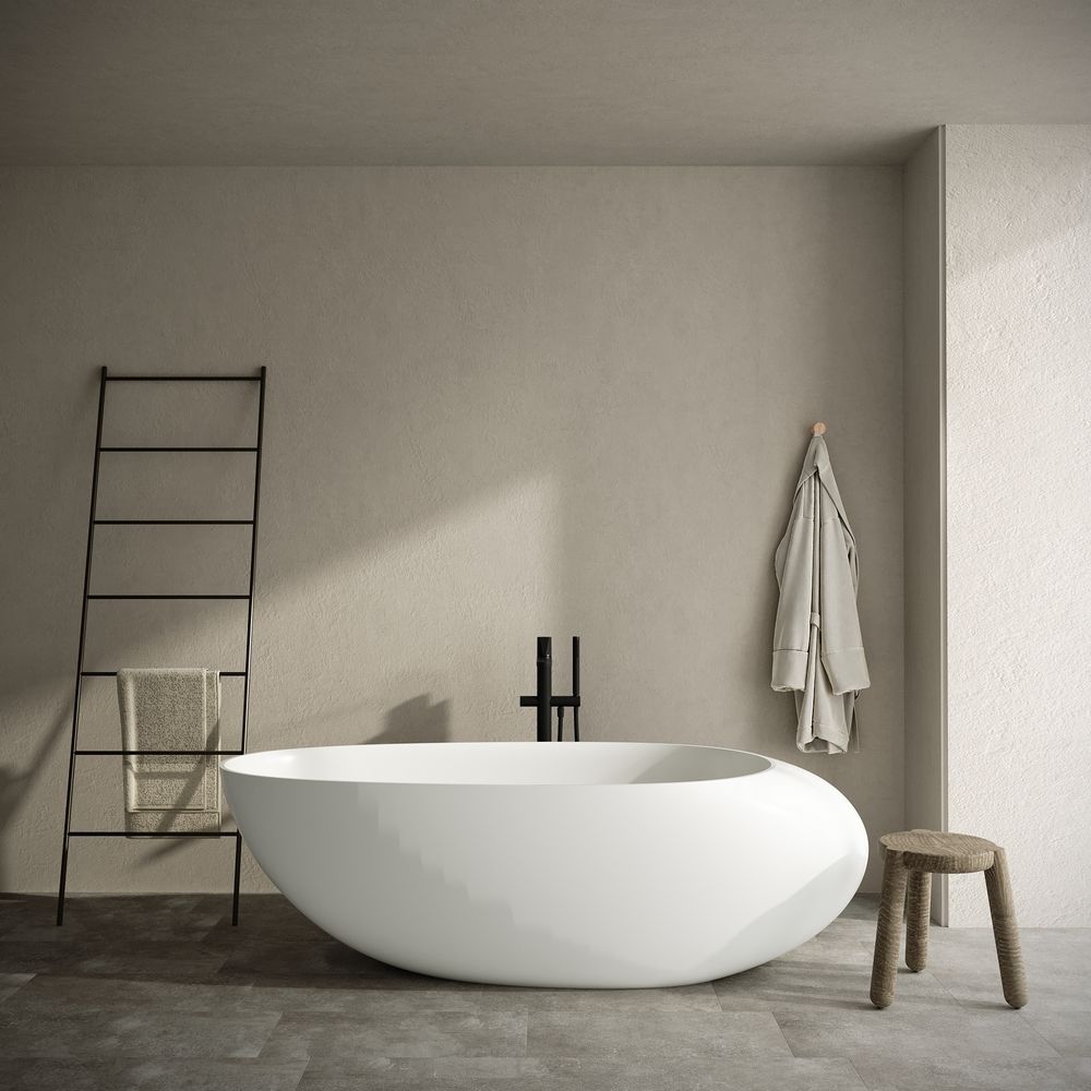 KT - 8414 Egg-Shaped Artistic Solid Surface Freestanding Bathtub