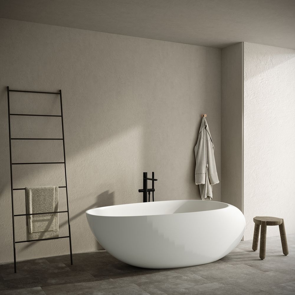 KT - 8414 Egg-Shaped Artistic Solid Surface Freestanding Bathtub