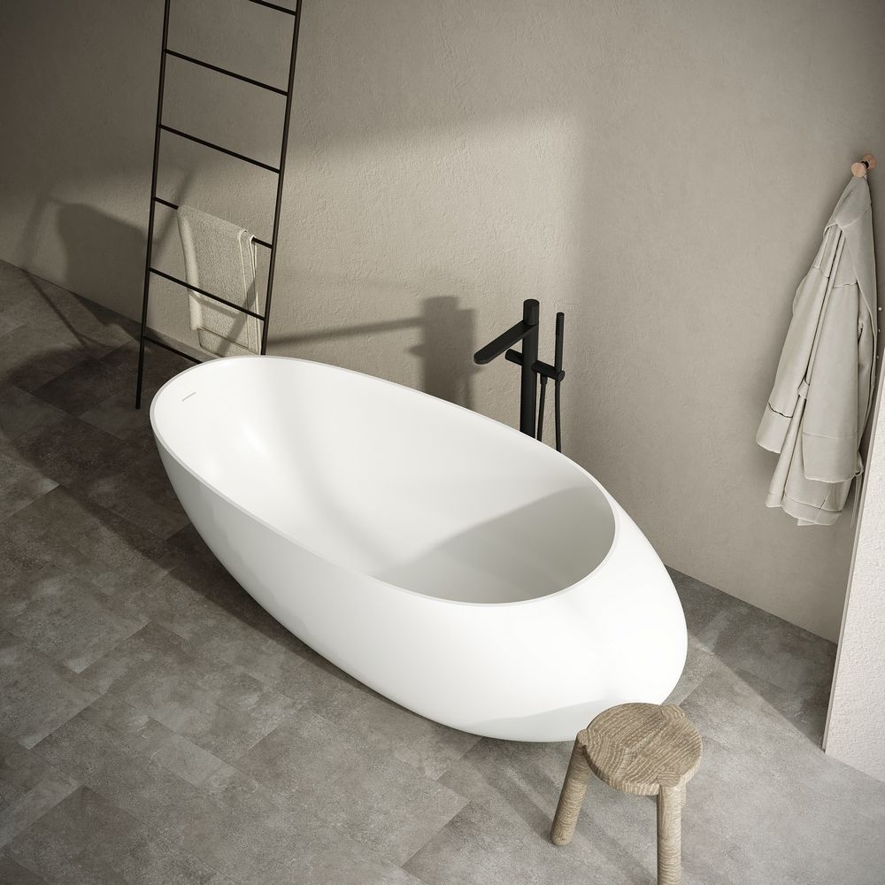 KT - 8414 Egg-Shaped Artistic Solid Surface Freestanding Bathtub