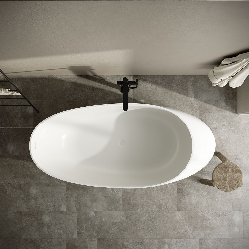 KT - 8414 Egg-Shaped Artistic Solid Surface Freestanding Bathtub