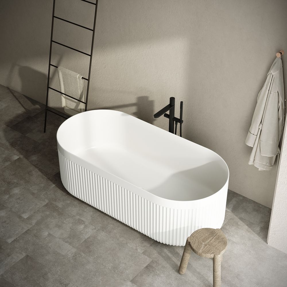 KT-8416 Vertical Stripe Artistic Solid Surface Freestanding Bathtub