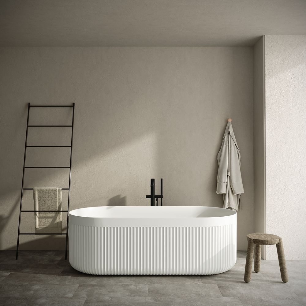 KT-8416 Vertical Stripe Artistic Solid Surface Freestanding Bathtub