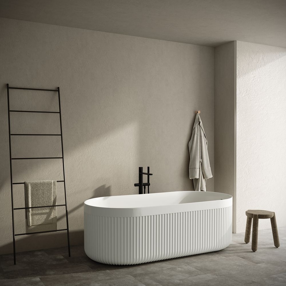 KT-8416 Vertical Stripe Artistic Solid Surface Freestanding Bathtub