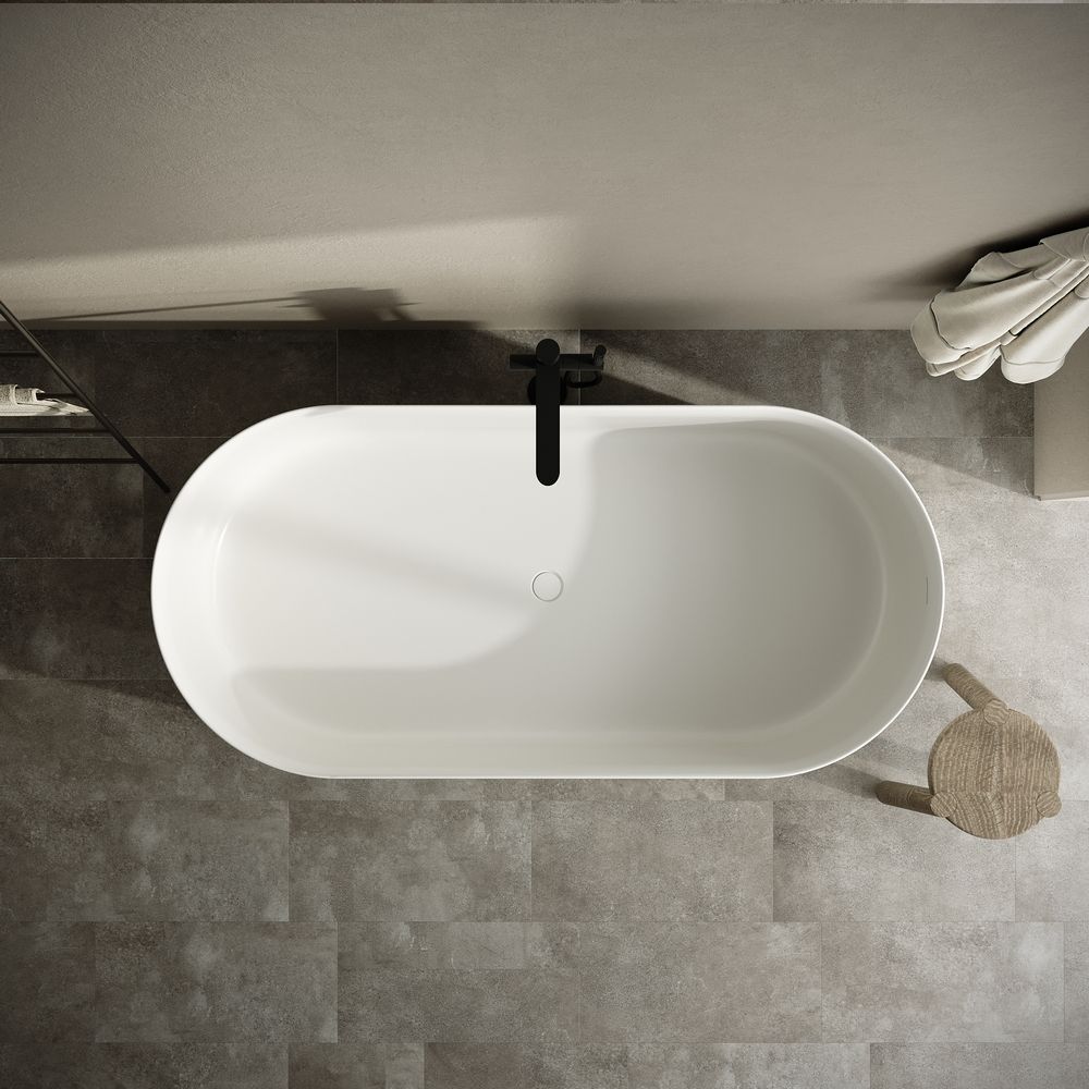 KT-8416 Vertical Stripe Artistic Solid Surface Freestanding Bathtub