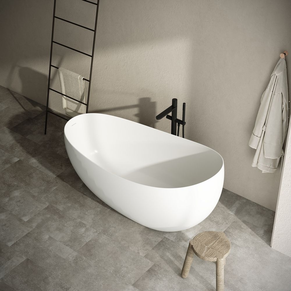 KT-8417 Curved Aesthetic Solid Surface Freestanding Bathtub