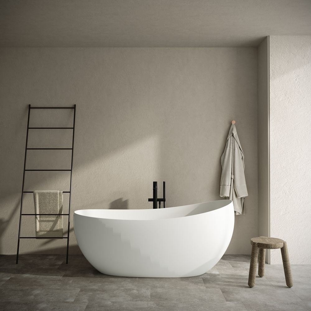 KT-8417 Curved Aesthetic Solid Surface Freestanding Bathtub