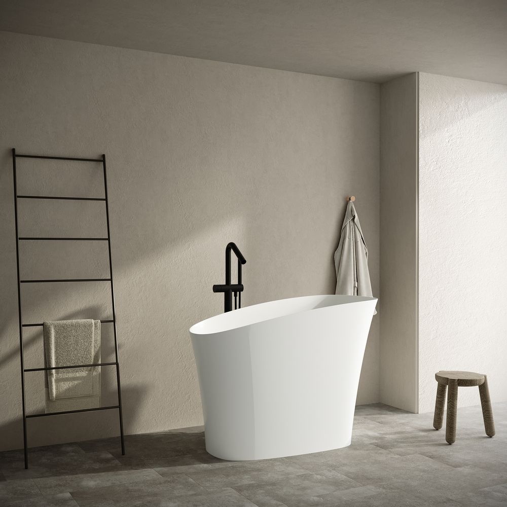 KT-8401 Minimalist Slant-Cut Solid Surface Freestanding Bathtub