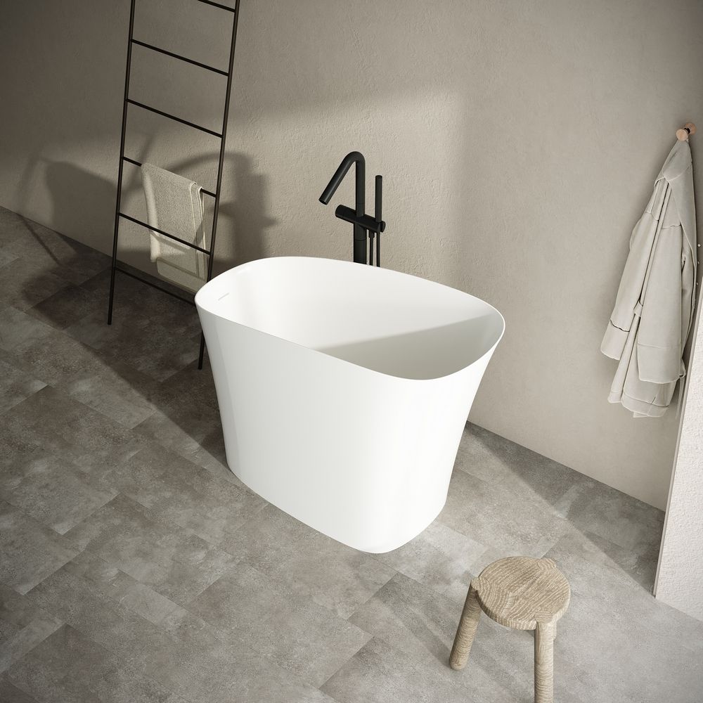 KT-8401 Minimalist Slant-Cut Solid Surface Freestanding Bathtub