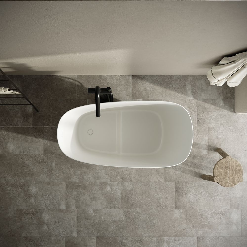 KT-8401 Minimalist Slant-Cut Solid Surface Freestanding Bathtub