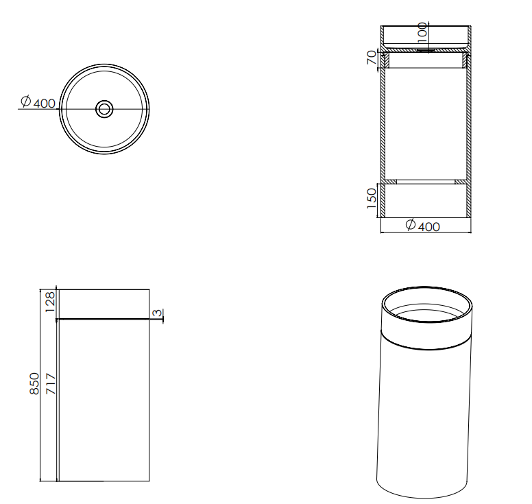 6401 Wood-Grain Solid Surface Basin with Solid Wood Pedestal