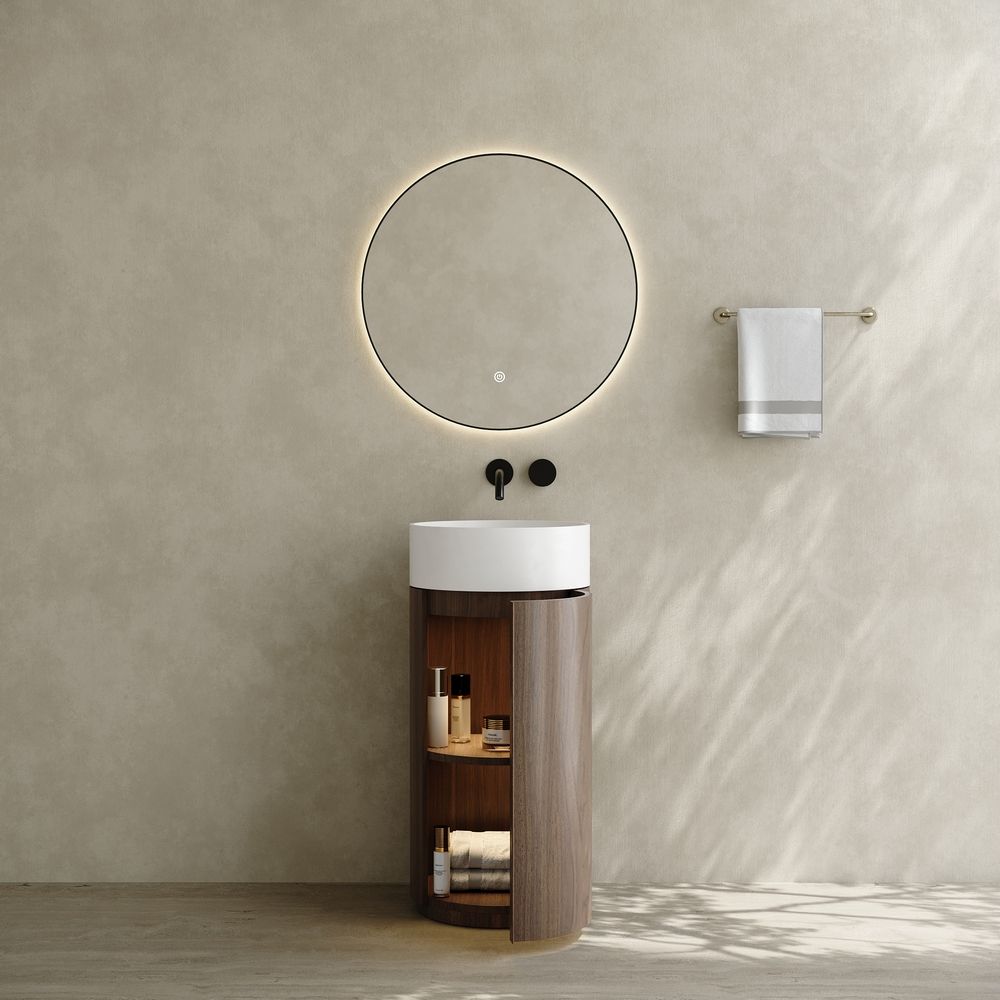 6403 Wood Grain Solid Surface Pedestal Basin