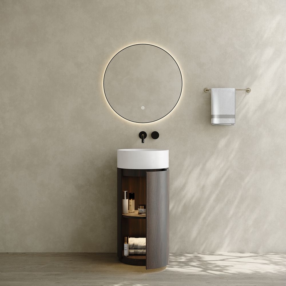 6403 Wood Grain Solid Surface Pedestal Basin