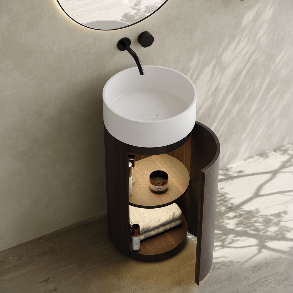 6403 Wood Grain Solid Surface Pedestal Basin