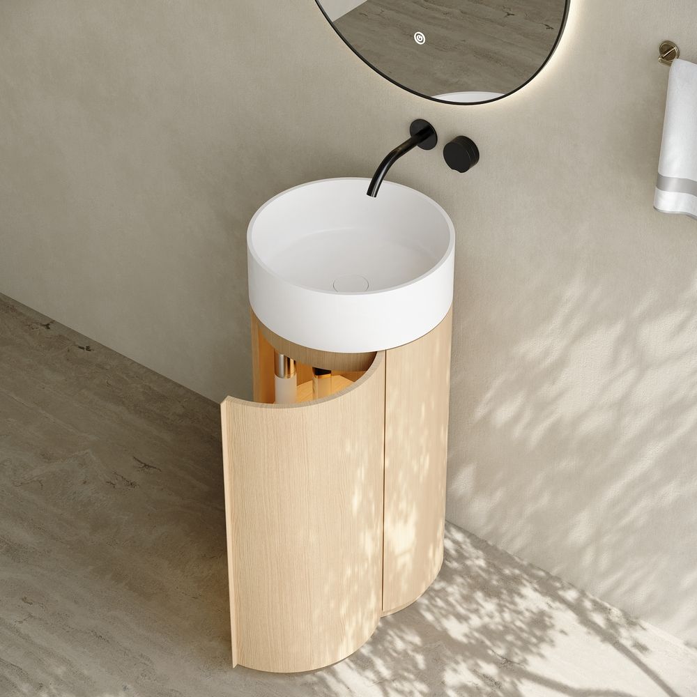 6403 Wood Grain Solid Surface Pedestal Basin