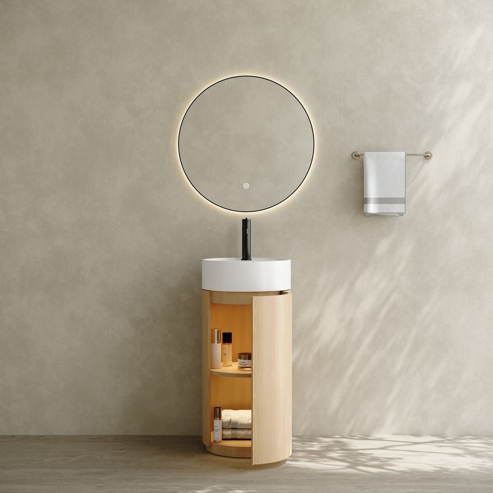 6404 Wood Grain Solid Surface Pedestal Basin