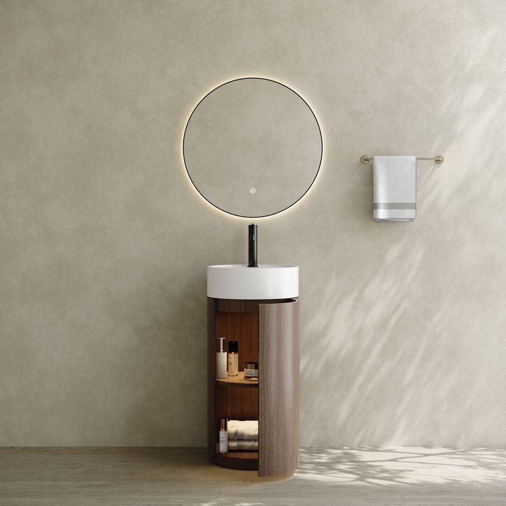 6404 Wood Grain Solid Surface Pedestal Basin