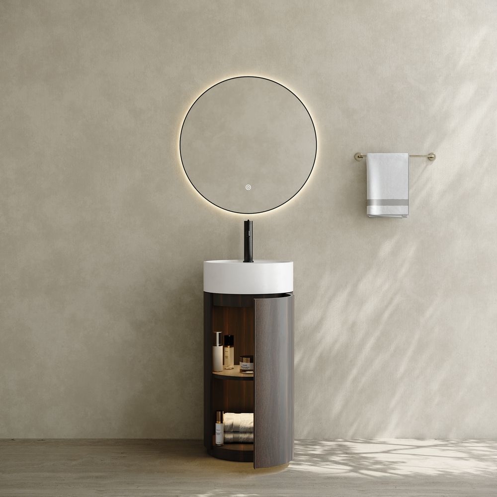 6404 Wood Grain Solid Surface Pedestal Basin