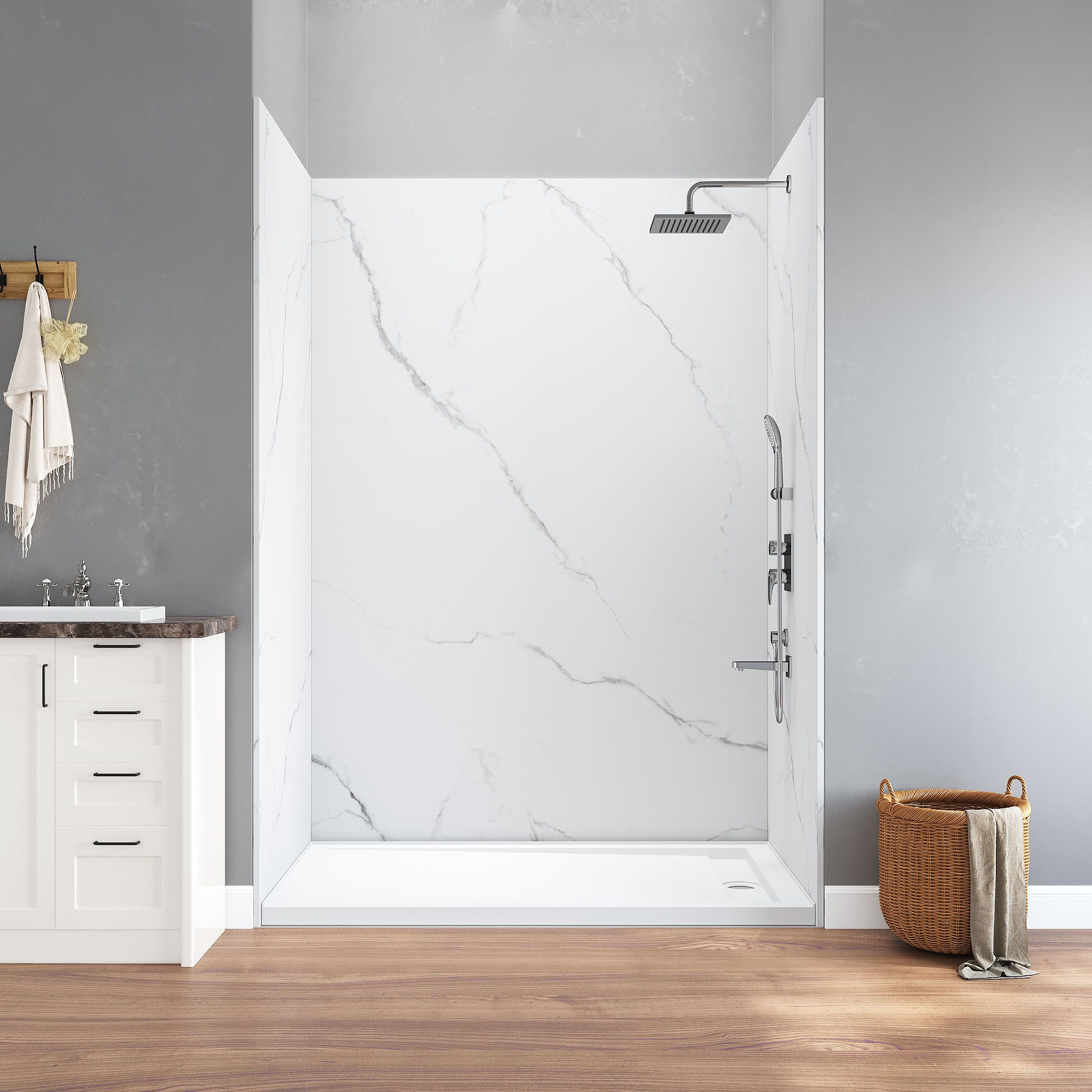 Solid surface shower wall panel,tiles texture and marble look texture available