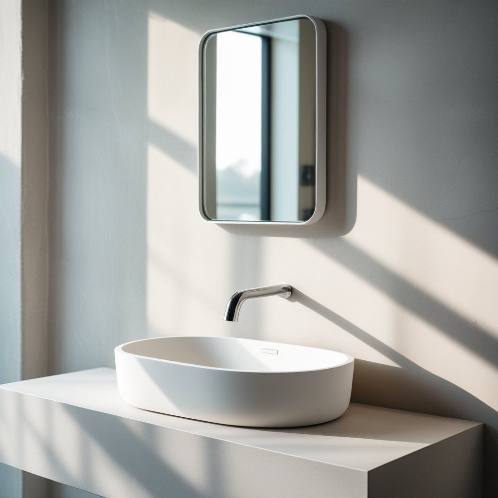 Modern Bathroom Design with Solid Surface Wash Basins