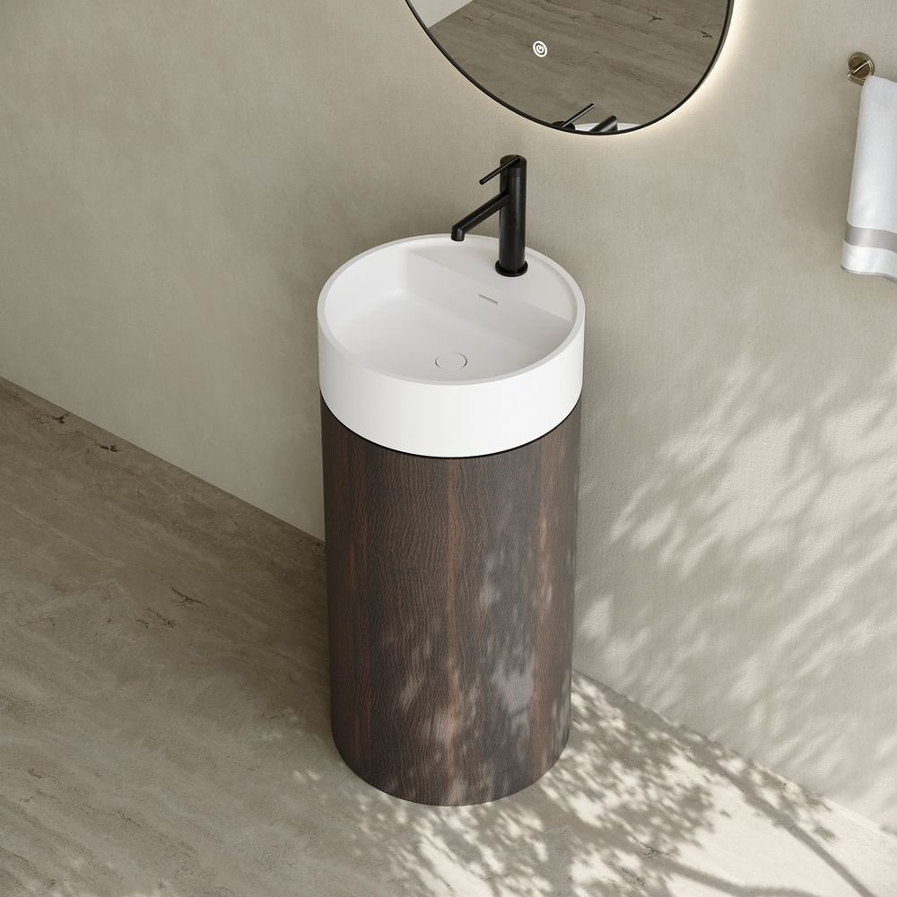 Solid Surface Pedestal Sink: A Sculptural Bathroom Statement