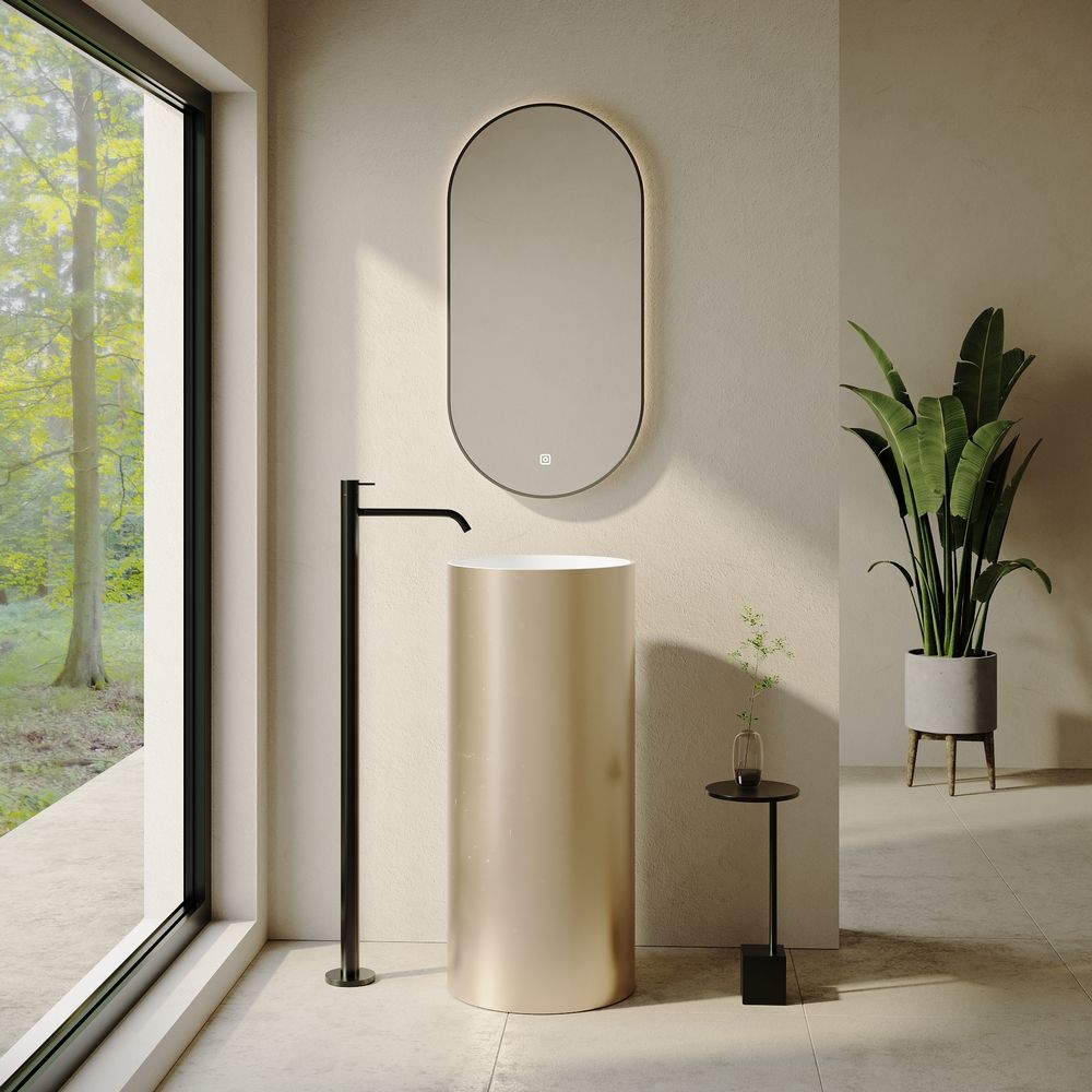 KT-3001 Gilded Texture Artificial Stone Pedestal Wash Basin