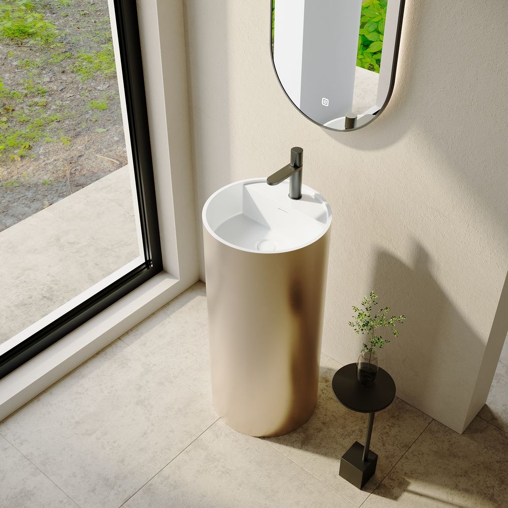 KT-3002 Gilded Artificial Stone Pedestal Wash Basin