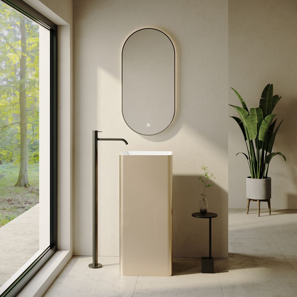 KT-3011 Gilded Square Artificial Stone Pedestal Wash Basin