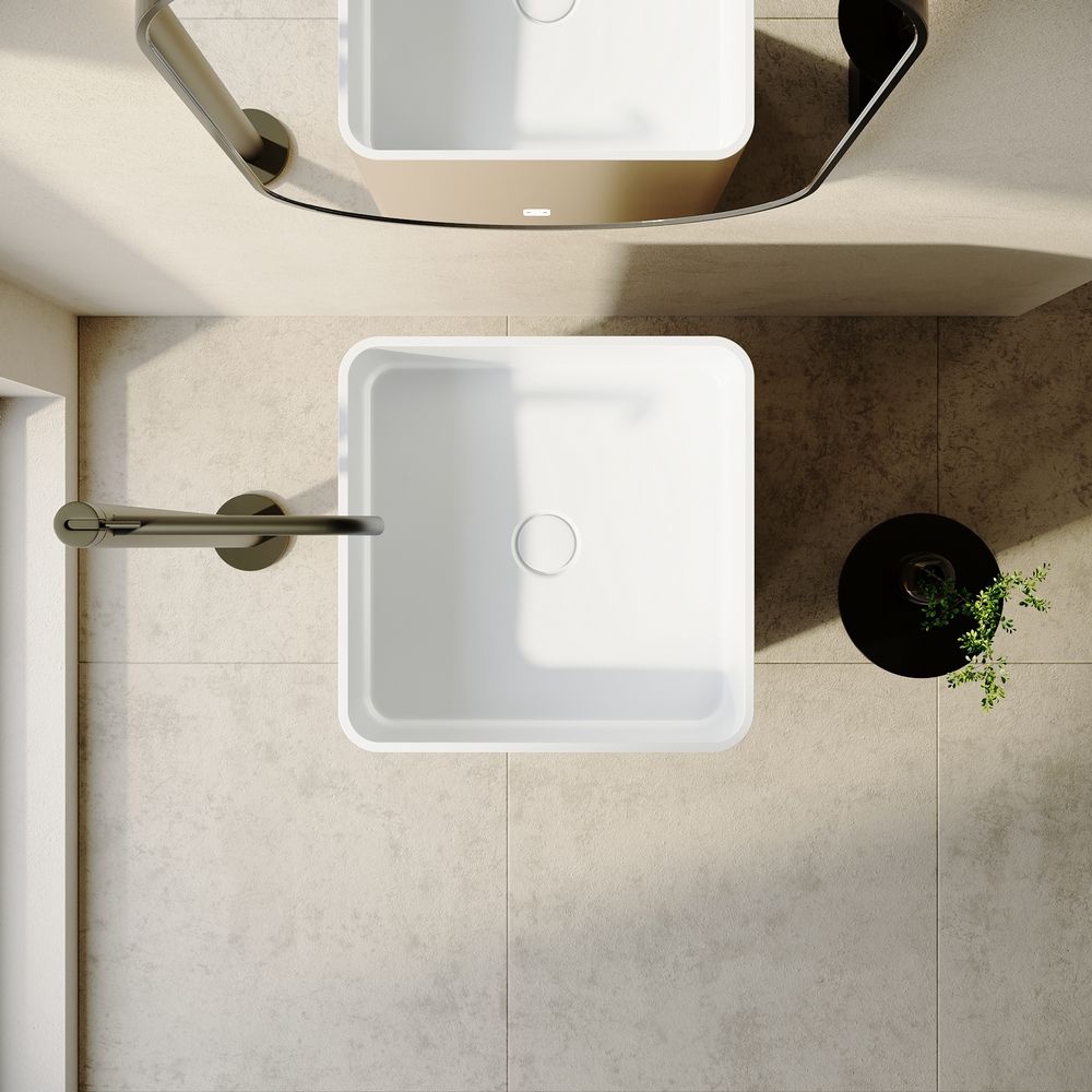 KT-3011 Gilded Square Artificial Stone Pedestal Wash Basin