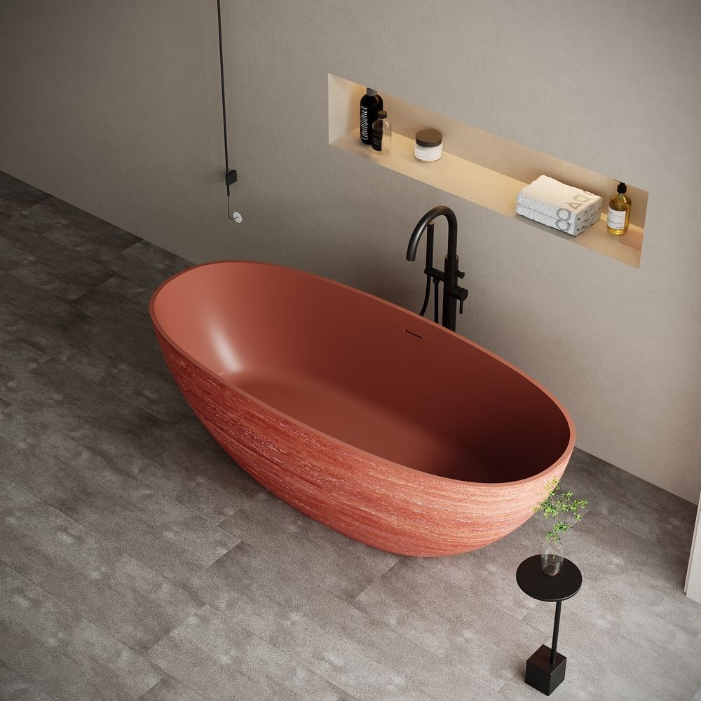 KT-8101 Luxury-Textured Artificial Stone Freestanding Bathtub