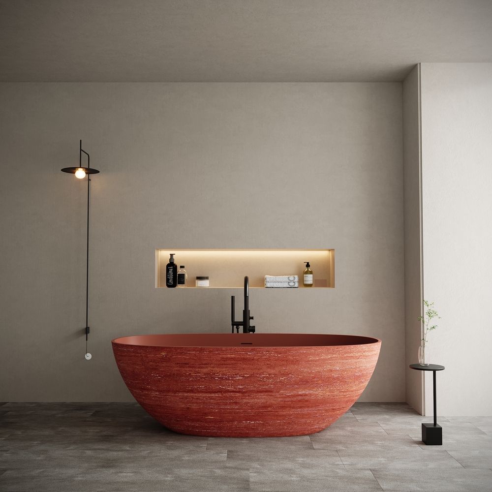 KT-8101 Luxury-Textured Artificial Stone Freestanding Bathtub
