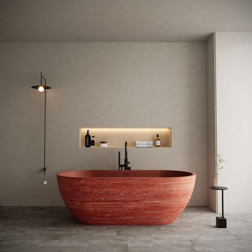 KT-8103 Elegant-Style Artificial  Stone Freestanding Bathtub