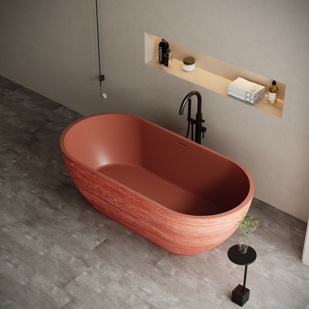KT-8103 Elegant-Style Artificial  Stone Freestanding Bathtub
